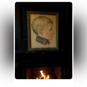 Vintage Framed Portrait with Black and Tan Tones